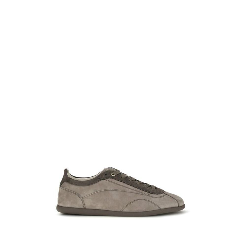Brunello Cucinelli Gray Calf Leather Bos Taurus Men's Sneakers